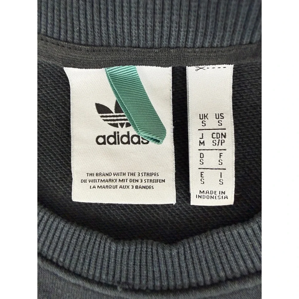 Adidas Sweatshirt Mens Small Black Chameleon Trefoil Logo Graphic Pullover